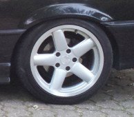 RH Felgen X-Rad Felge in 8.5x17 ET 34 mit Falken FK452 Reifen in 215/45/17 montiert hinten und mit folgenden Nacharbeiten am Radlauf: Kanten gebrdelt Hier auf einem 3er BMW E36 328i (Cabrio) Details zum Fahrzeug / Besitzer