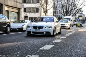 M3 in Weiss war orange, Aluminiummatt und schwarz - 3er BMW - E90 / E91 / E92 / E93