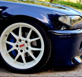BBS RK 011 wei Felge in 8.5x18 ET 38 mit Dunlop Sp5000 Reifen in 225/40/18 montiert vorn mit 10 mm Spurplatten Hier auf einem 3er BMW E46 318i (Coupe) Details zum Fahrzeug / Besitzer