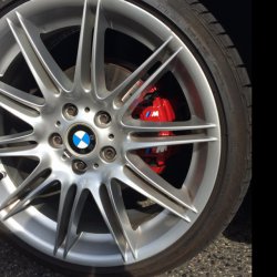 BMW M felge doppelspeichel Felge in 9.5x19 ET 27 mit Bridgestone S001 Reifen in 235/35/19 montiert vorn Hier auf einem 3er BMW E92 320i (Coupe) Details zum Fahrzeug / Besitzer