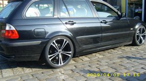 Borbet XL Black polished Felge in 8x18 ET 35 mit Dunlop sport maxx Reifen in 225/40/18 montiert vorn Hier auf einem 3er BMW E46 320d (Touring) Details zum Fahrzeug / Besitzer