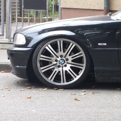 BMW M Felge in 9.5x19 ET 27 mit - Eigenbau - Achilles atr sport Reifen in 225/35/19 montiert hinten mit 10 mm Spurplatten und mit folgenden Nacharbeiten am Radlauf: Kanten gebrdelt Hier auf einem 3er BMW E46 323i (Cabrio) Details zum Fahrzeug / Besitzer