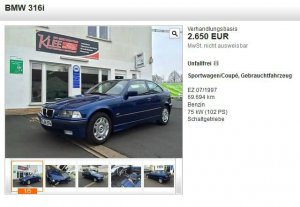 E36 316i Compact "Dezent" - 3er BMW - E36