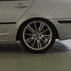 BMW M Performance Styling 193 ///M Felge in 8.5x18 ET 37 mit Nankang Ultra Sport NS2 Reifen in 255/35/18 montiert hinten mit folgenden Nacharbeiten am Radlauf: Kanten gebrdelt Hier auf einem 3er BMW E46 316i (Limousine) Details zum Fahrzeug / Besitzer