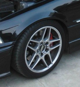 BBS RA Felge in 8.5x17 ET 40 mit - Eigenbau - Federal Semislick Reifen in 235/40/17 montiert vorn mit 7 mm Spurplatten Hier auf einem 3er BMW E36 318is (Coupe) Details zum Fahrzeug / Besitzer